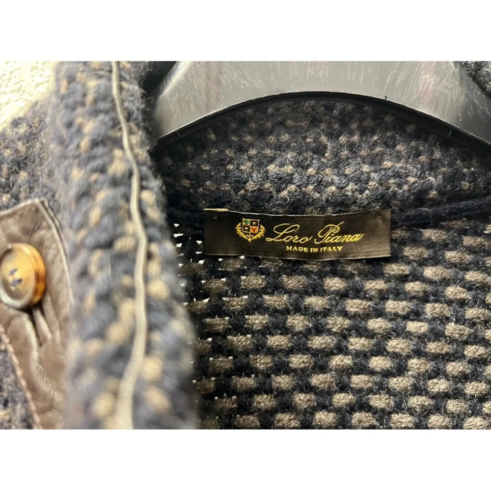 Loro Piana textured knit cashmere leather military jacket blazer cardigan - Picture 5 of 15